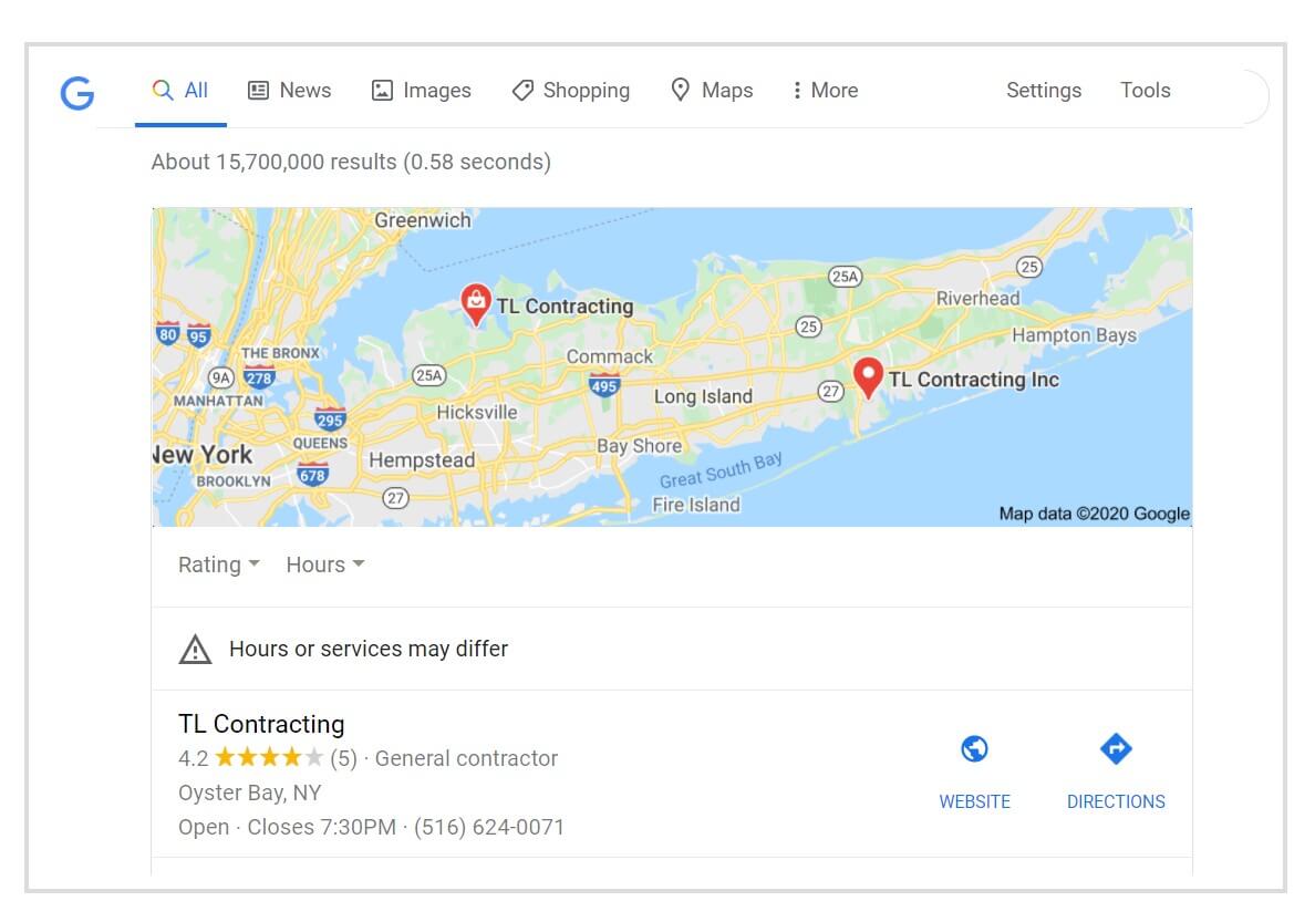 contractor in google map pack